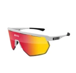 Occhiali Scicon Aerowing Bianco Lucido Lente Multimirror Rosso