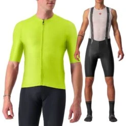Completo Castelli Maglia Aero Race 6.0 + Salopette Free Aero Rc Verde Fluo/nero