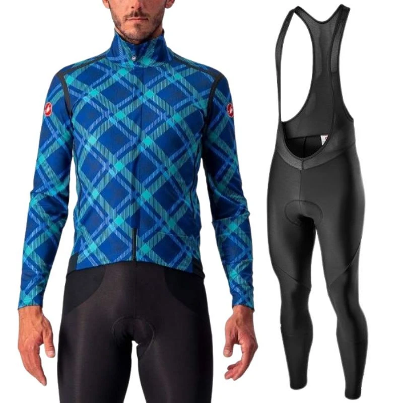 Completo Castelli Giacca Perfetto RoS Blu/verde Ltd + Salopette Entrata 3 Completo Castelli Giacca Perfetto RoS Blu/verde Ltd + Salopette Entrata