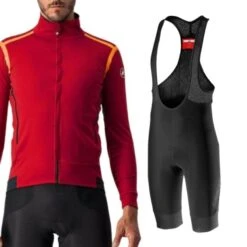 Completo Castelli Giacca Perfetto Ros Rosso + Salopette Tutto Nano