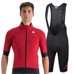 Completo Sportful Giacca Maniche Corte Pro Medium + Salopette No Rain