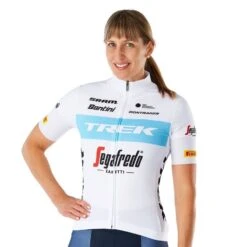 Maglia Santini Trek-Segafredo Team Replica Race Donna Bianco/azzurro